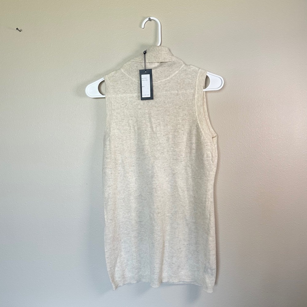 Vertigo Womens Sleeveless Turtleneck Sweater Oatmeal Beige Wool Angora Blend M